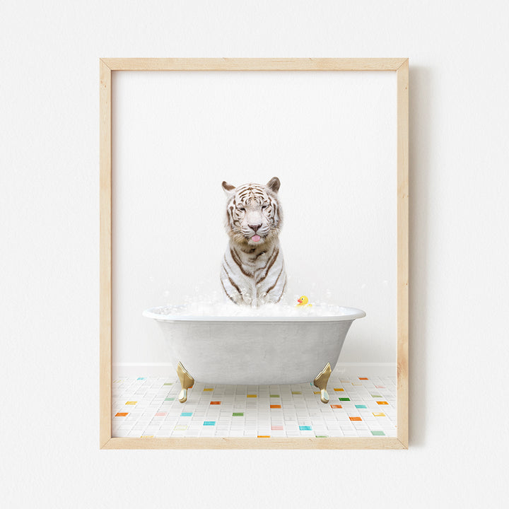 a picture of a white tiger in a bathtub