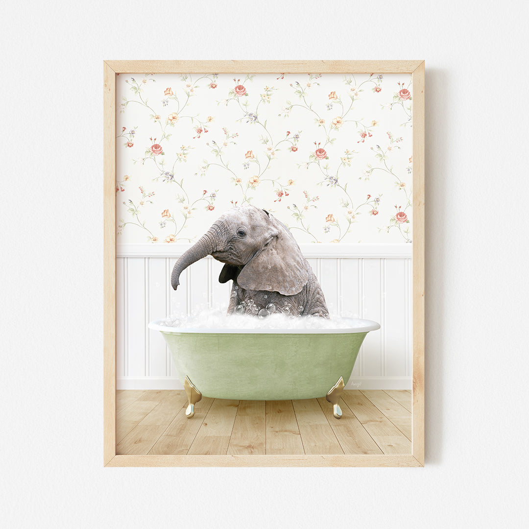 a picture of an elephant in a bathtub