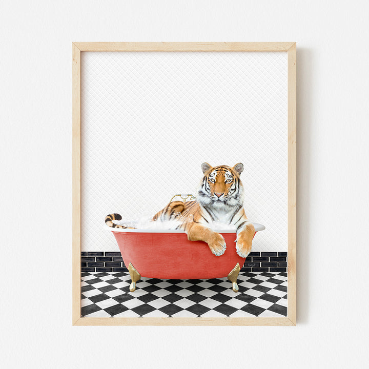 a picture of a tiger laying in a bathtub