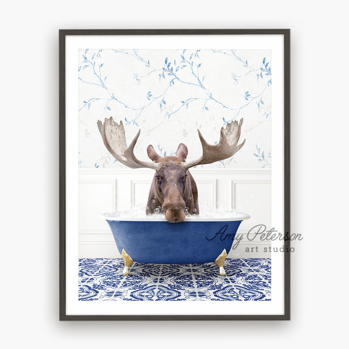 a picture of a moose in a bathtub