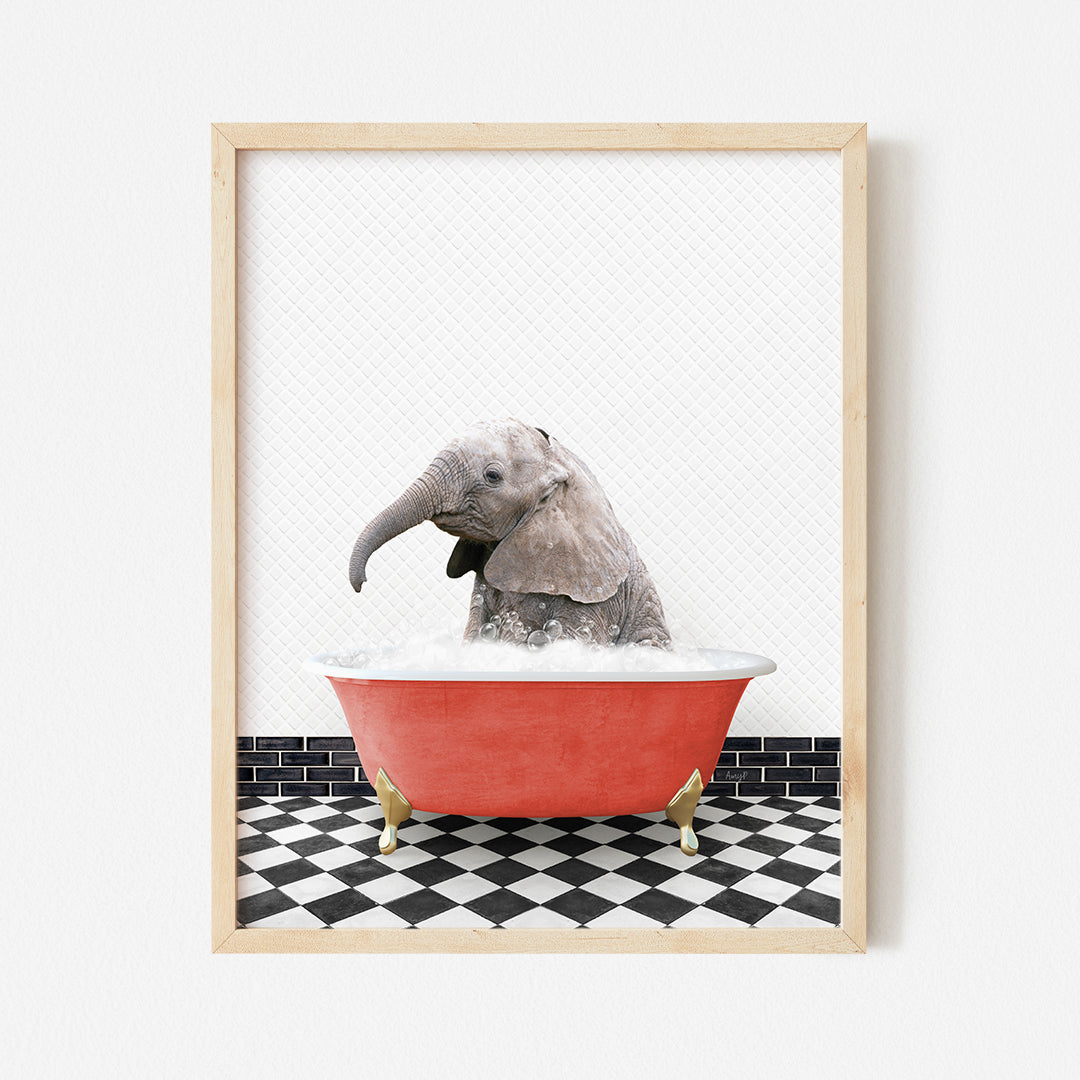 a picture of an elephant in a bathtub