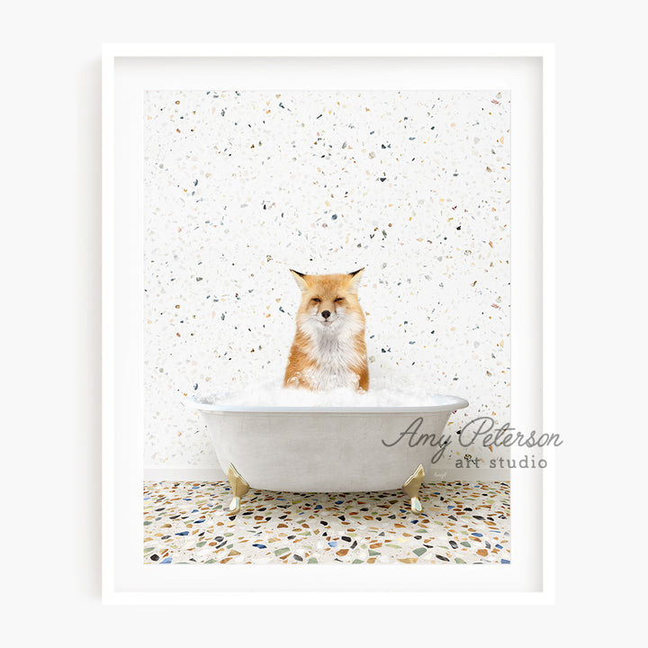 a picture of a fox in a bathtub