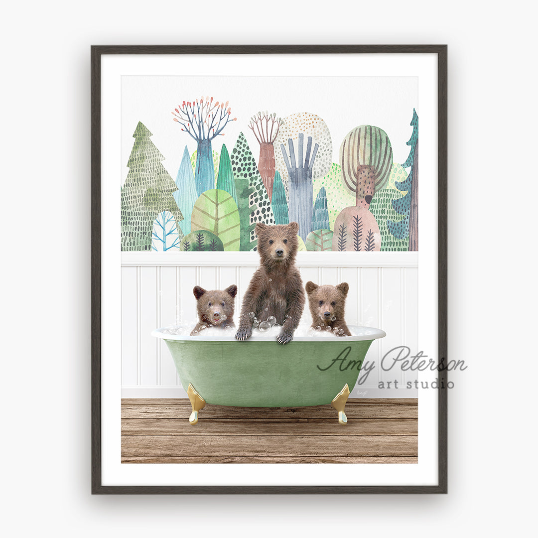 a picture of three bears in a bathtub