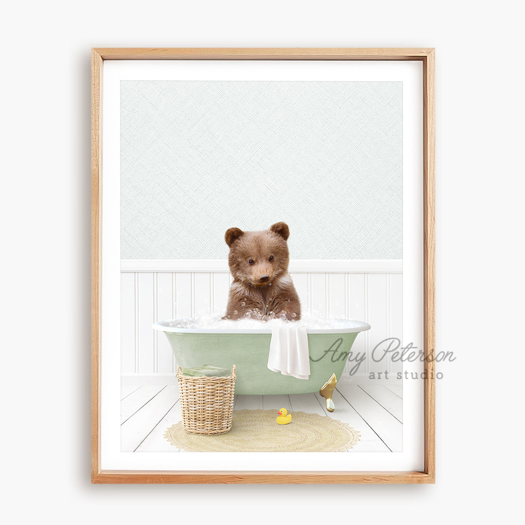 a picture of a teddy bear in a bathtub