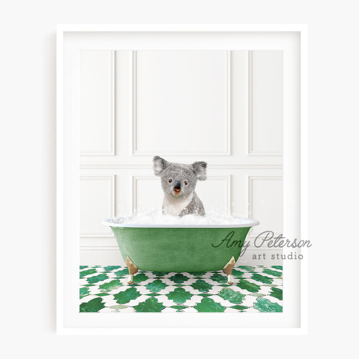 a picture of a koala in a bathtub