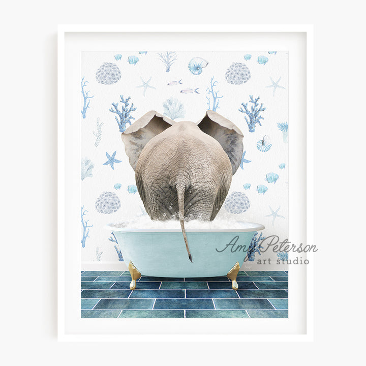 a picture of an elephant taking a bath