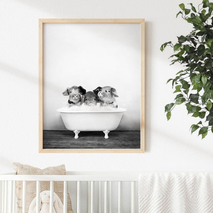 Three Little Pigs in Rustic Black and White