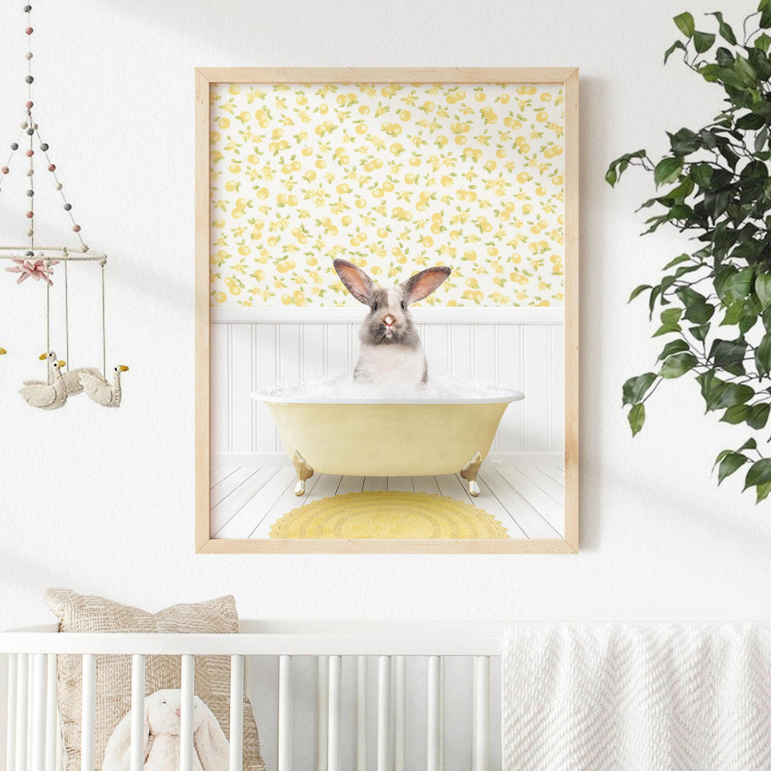 Bunny in Cottage Yellow Bath