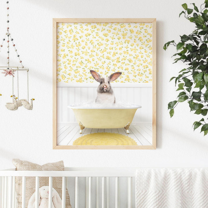 Bunny in Cottage Yellow Bath