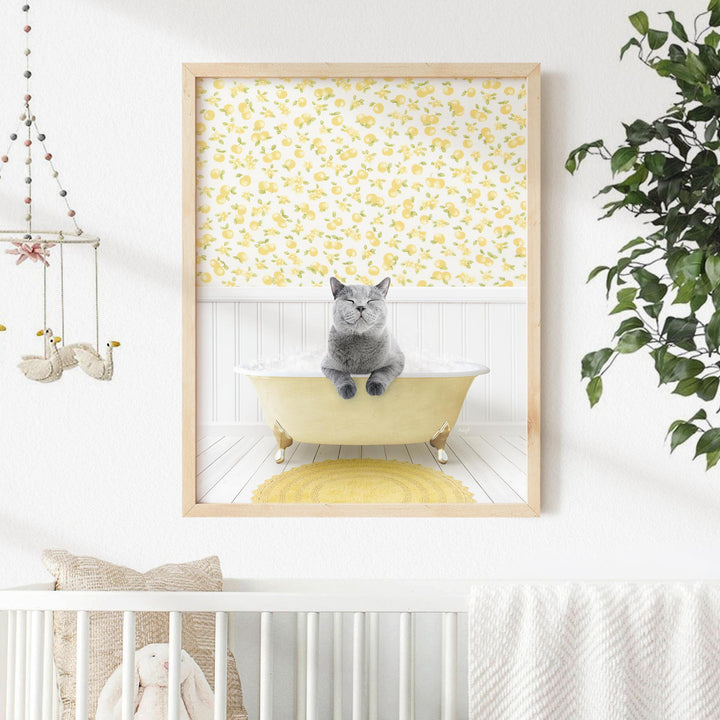 Cat in Cottage Yellow Bath