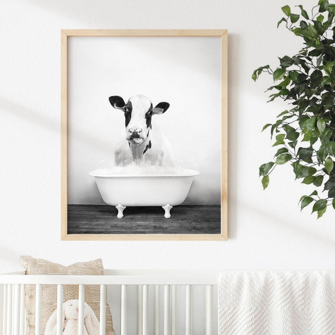 Holstein Cow in Rustic Black and White