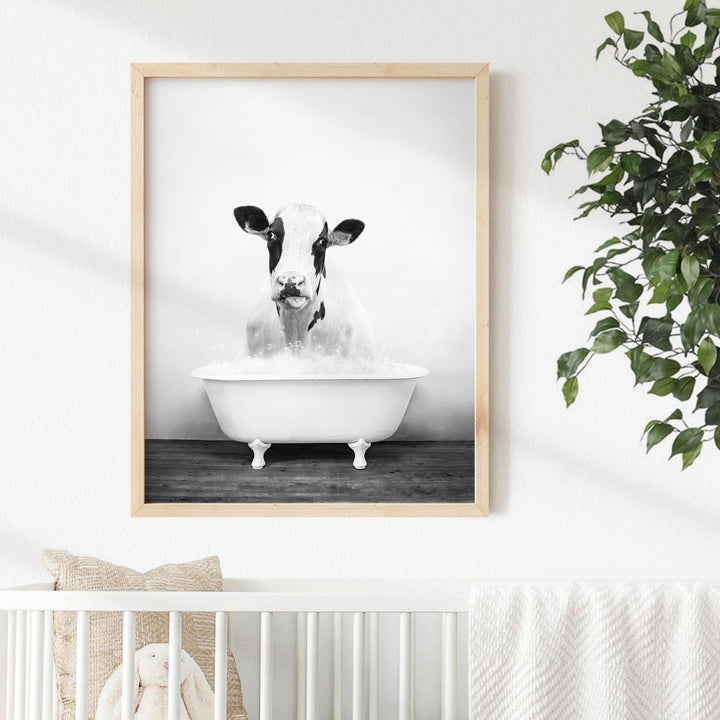 Holstein Cow in Rustic Black and White