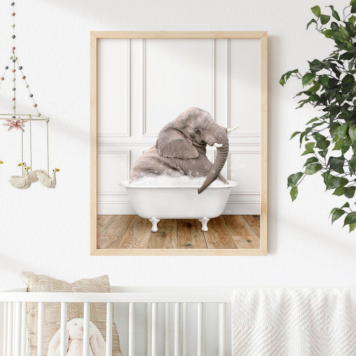 Young Elephant in Traditional Panel Bath Style