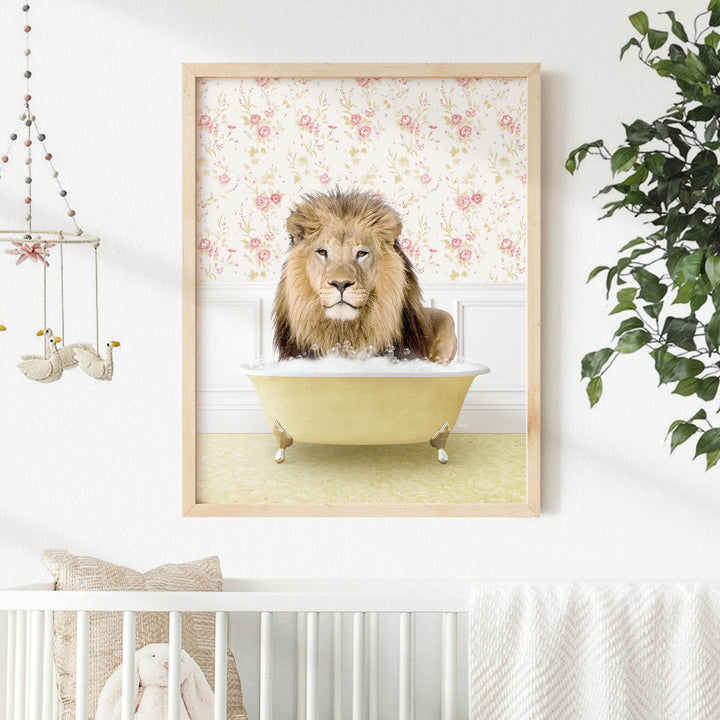 Male Lion in Vintage Yellow Bath