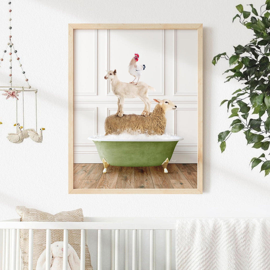 Stacked Farm Animals in Transitional Bath Style