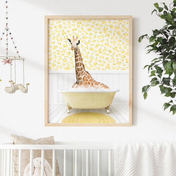 Tall Giraffe in Cottage Yellow Bath