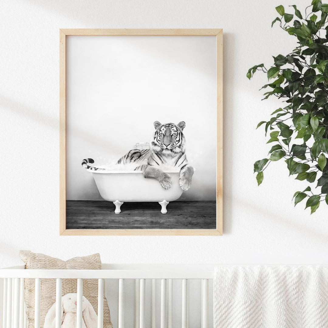 Tiger in Rustic Black and White