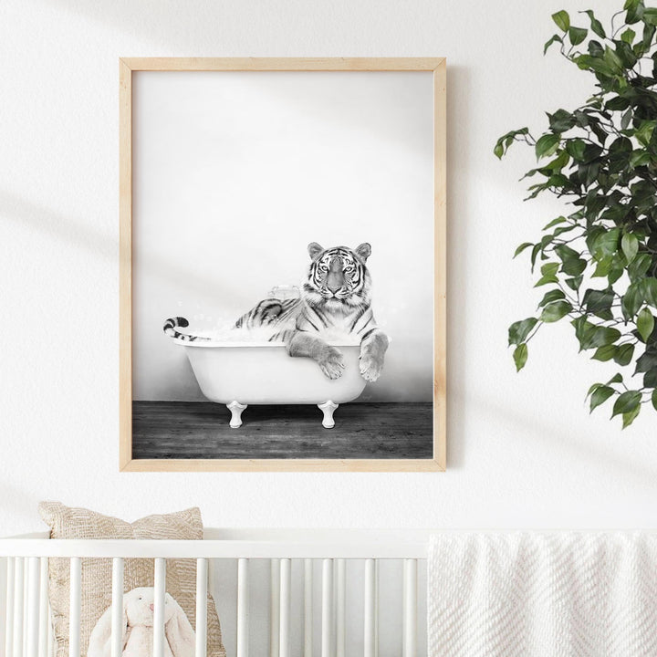 Tiger in Rustic Black and White