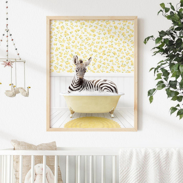 Baby Zebra in Cottage Yellow Bath