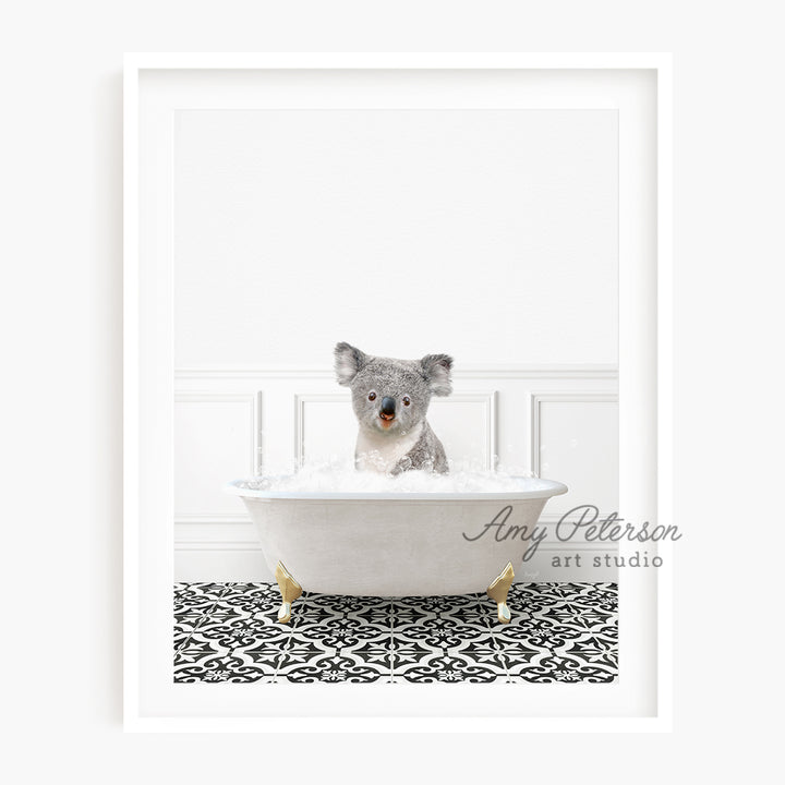 a picture of a koala in a bathtub