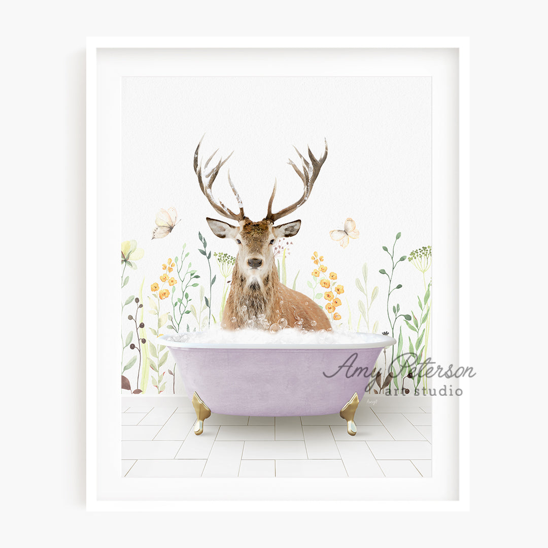 a picture of a deer in a bathtub