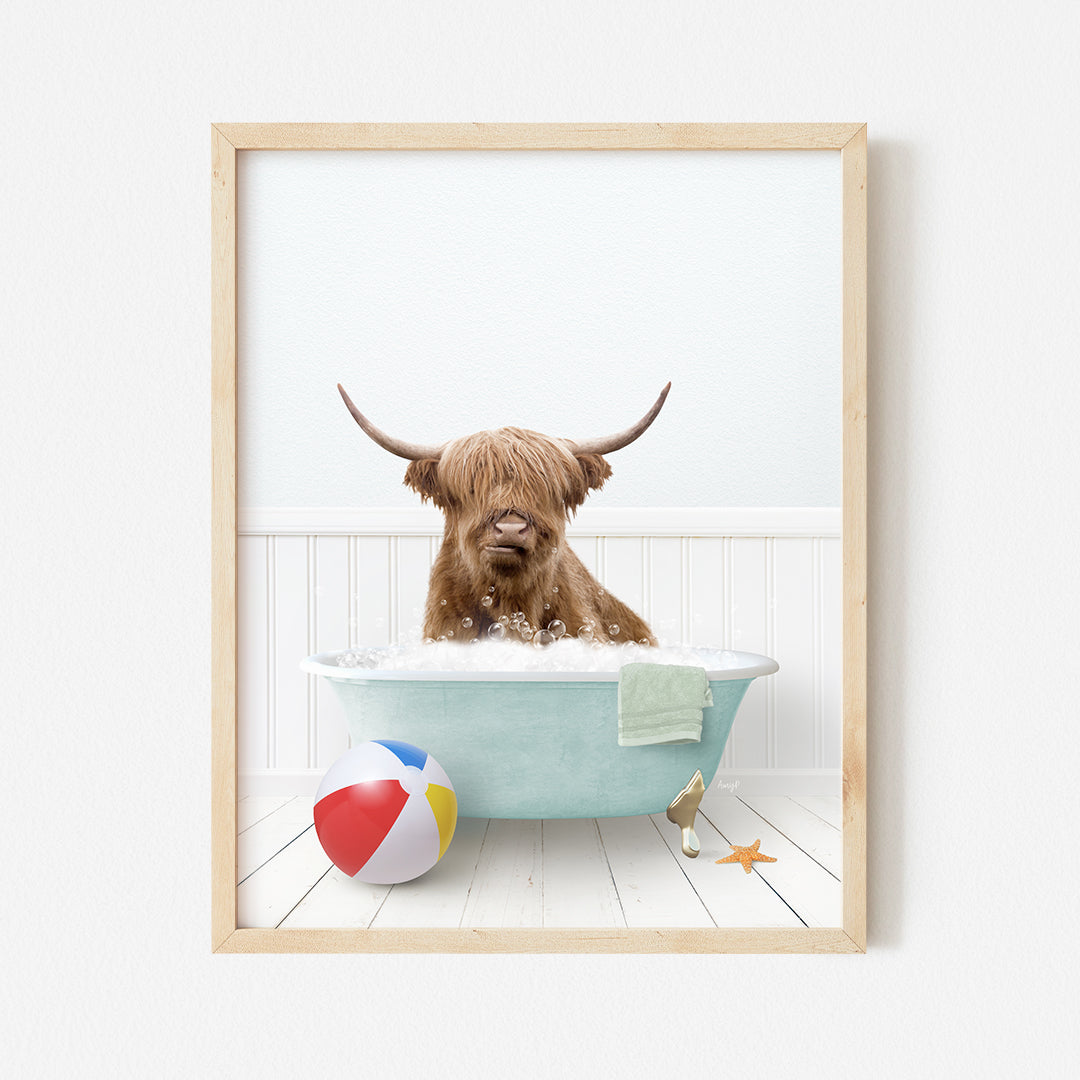 a picture of a dog in a bathtub with a beach ball