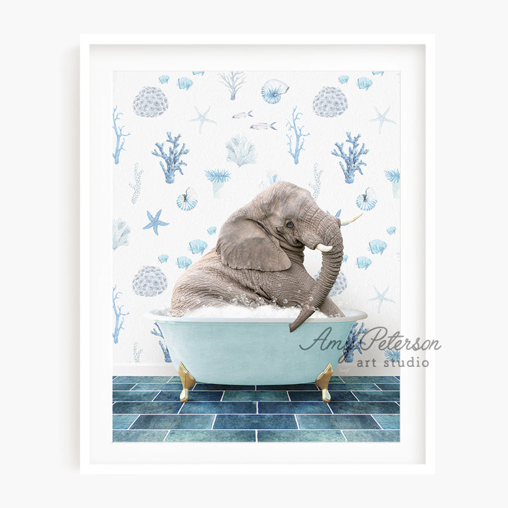 a picture of a baby elephant in a bathtub