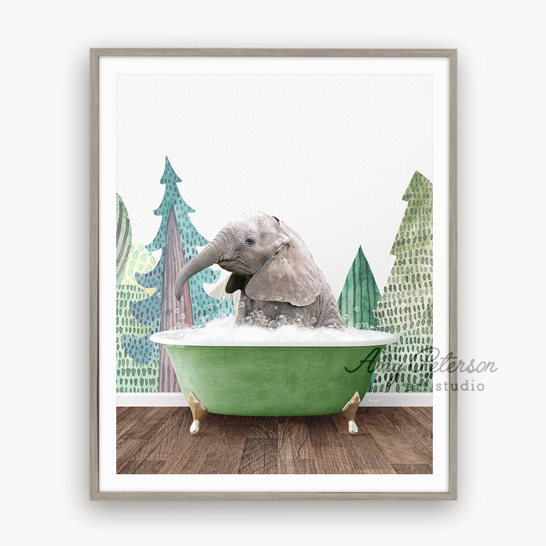 a picture of an elephant taking a bath