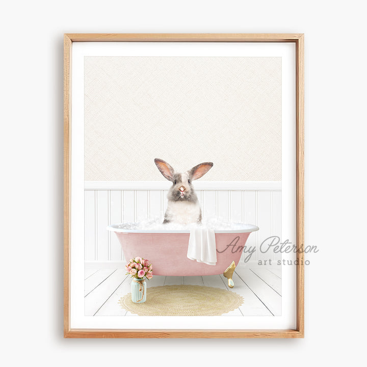 a picture of a bunny in a bathtub