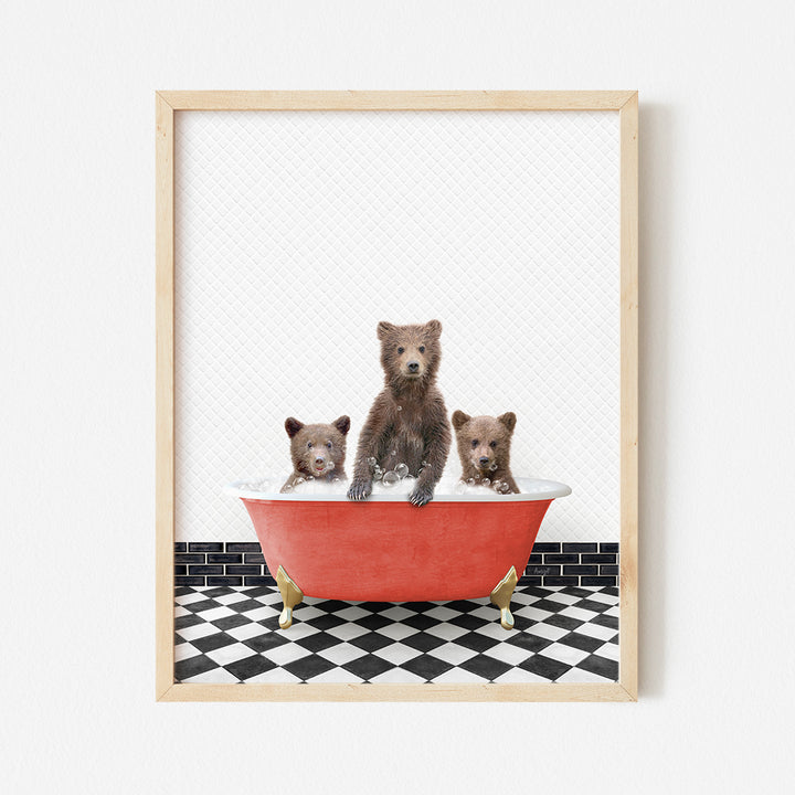 a picture of three bears in a bathtub