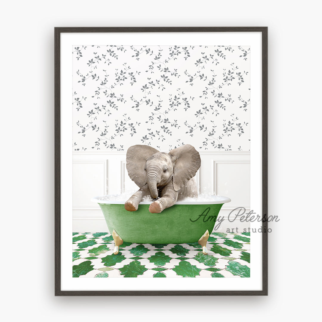 a picture of an elephant in a bathtub