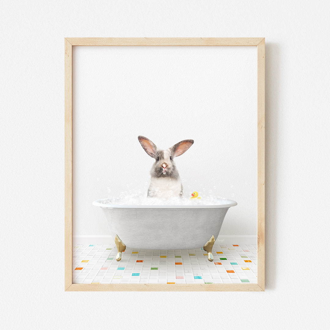 a picture of a bunny in a bathtub