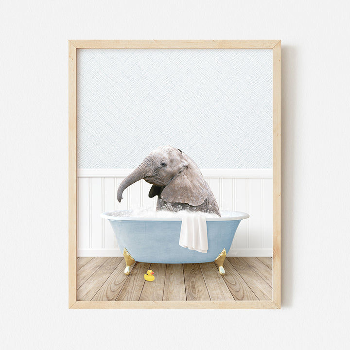 a picture of an elephant in a bathtub