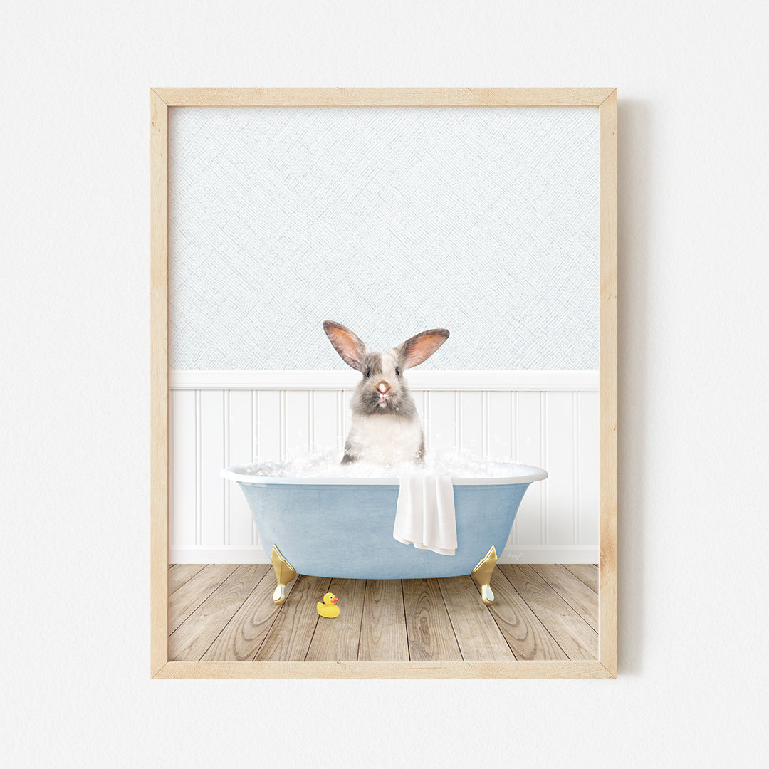 a picture of a rabbit in a bathtub