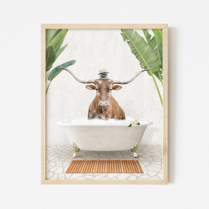 a picture of a cow in a bathtub