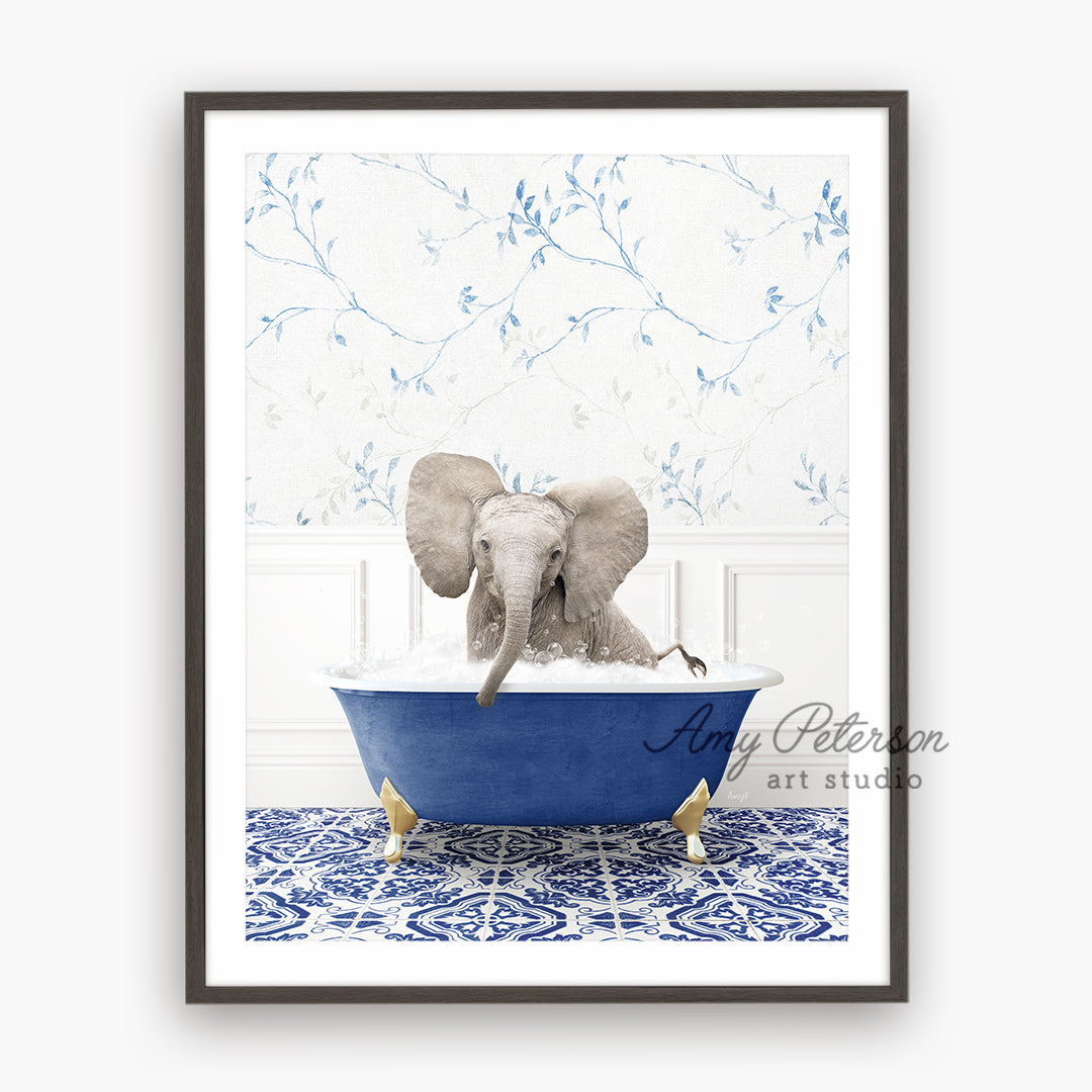 a picture of an elephant taking a bath