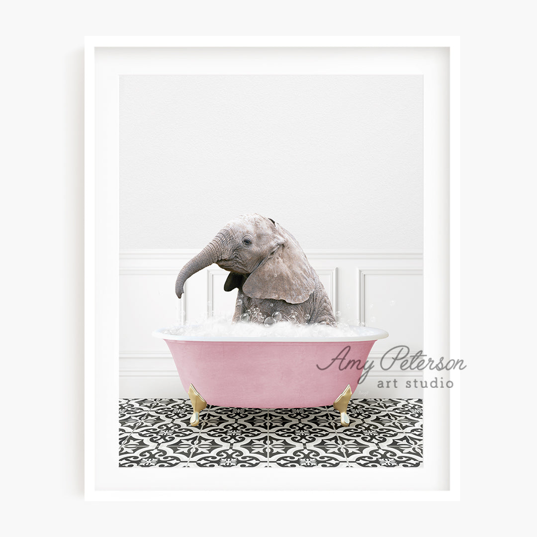 a picture of an elephant in a bathtub