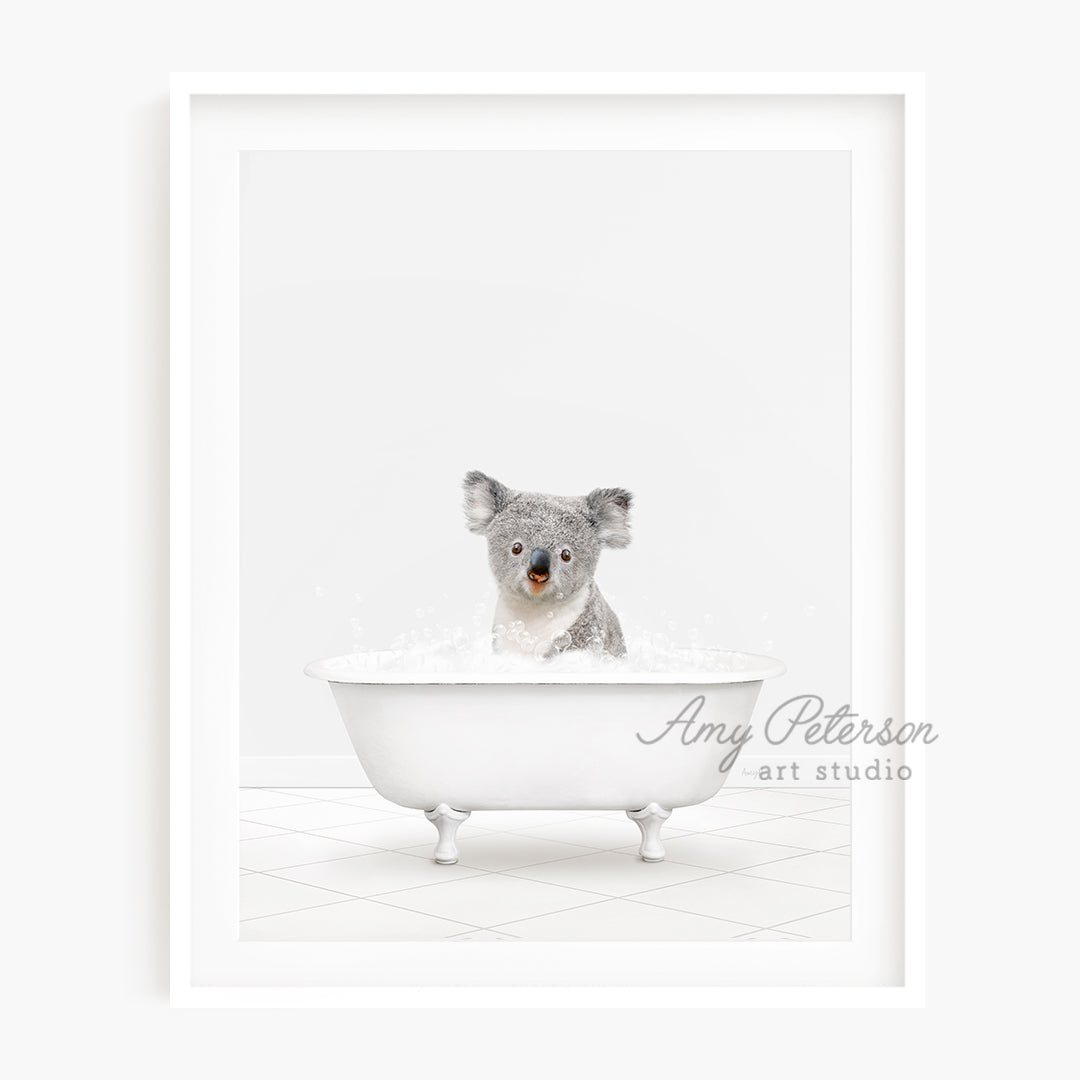 a picture of a koala in a bathtub