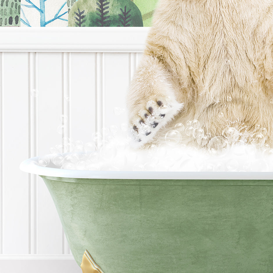 a large brown bear sitting in a bath tub