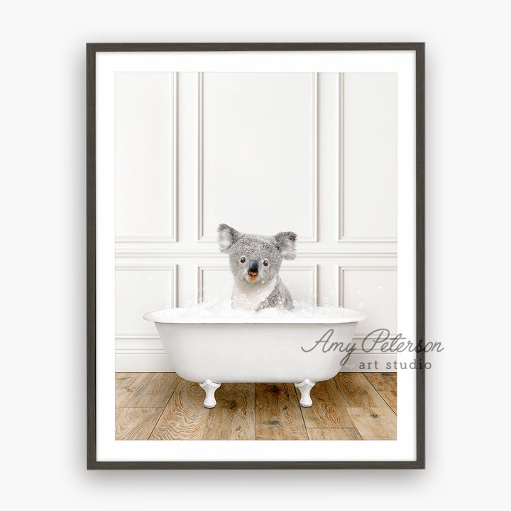 a picture of a koala in a bathtub