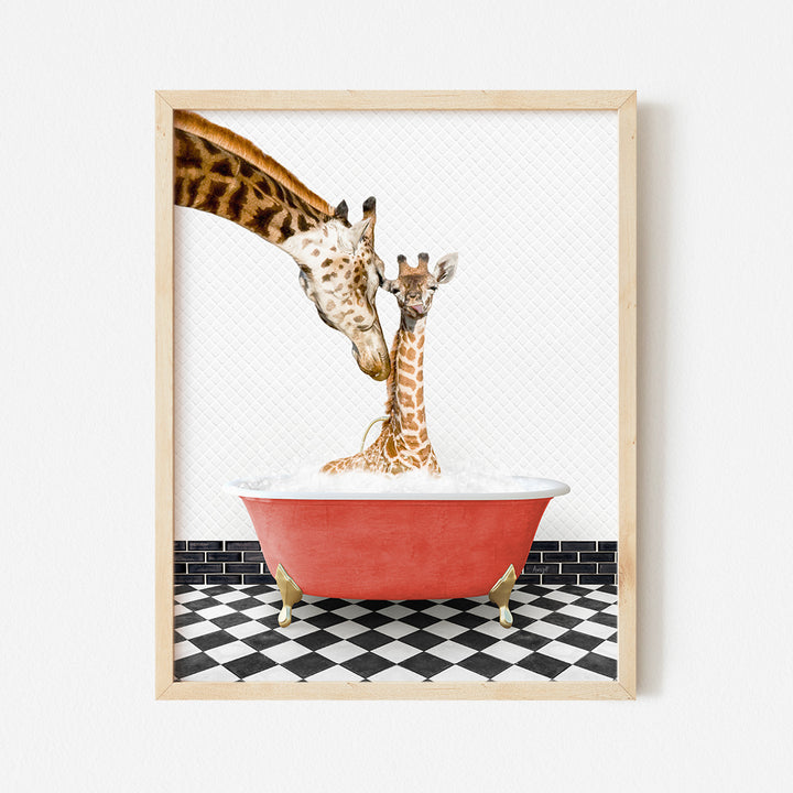 a picture of two giraffes in a bathtub