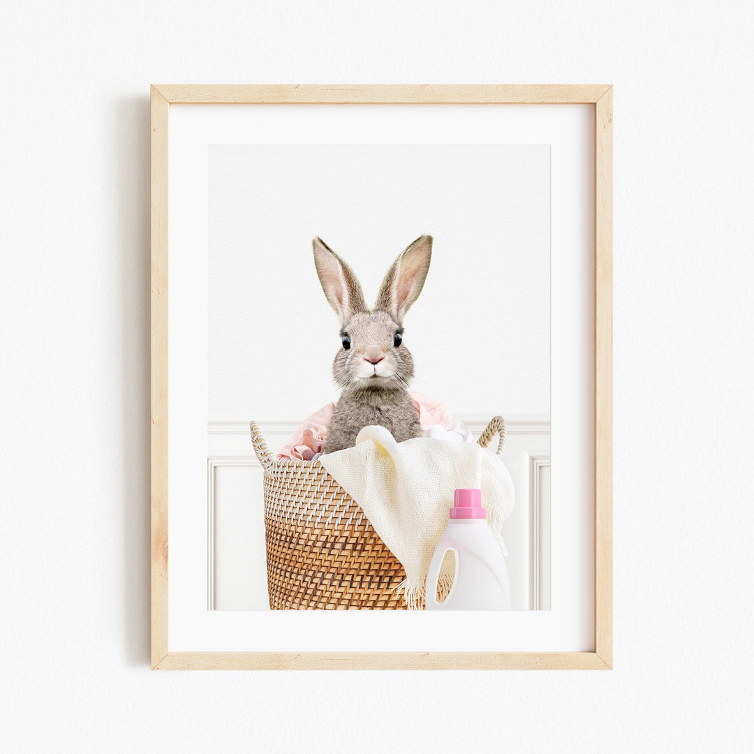 a picture of a rabbit sitting in a basket