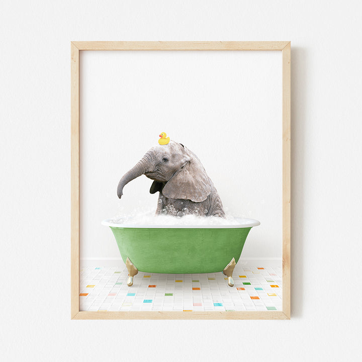 a picture of an elephant in a bathtub