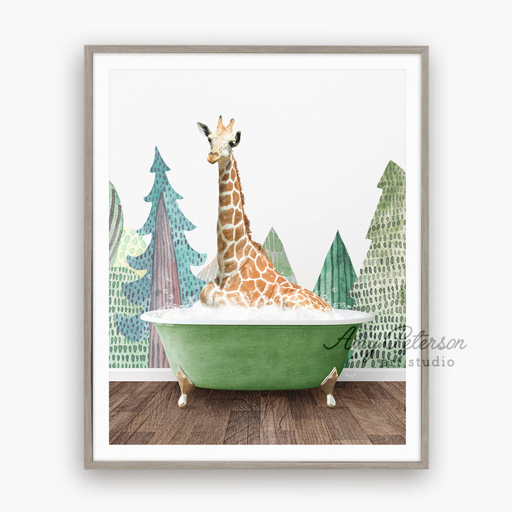 a picture of a giraffe in a bathtub