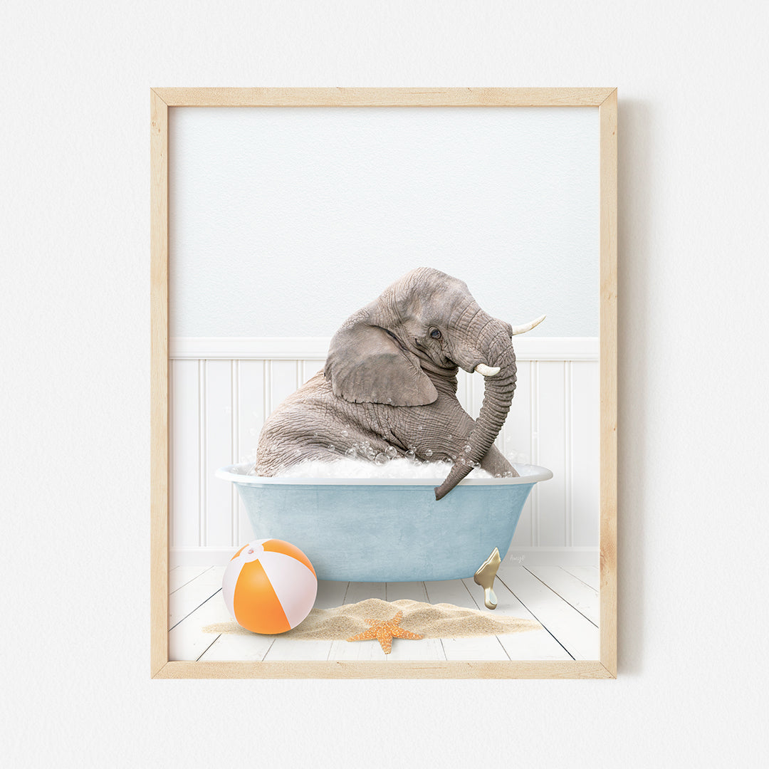 a picture of a baby elephant in a bathtub