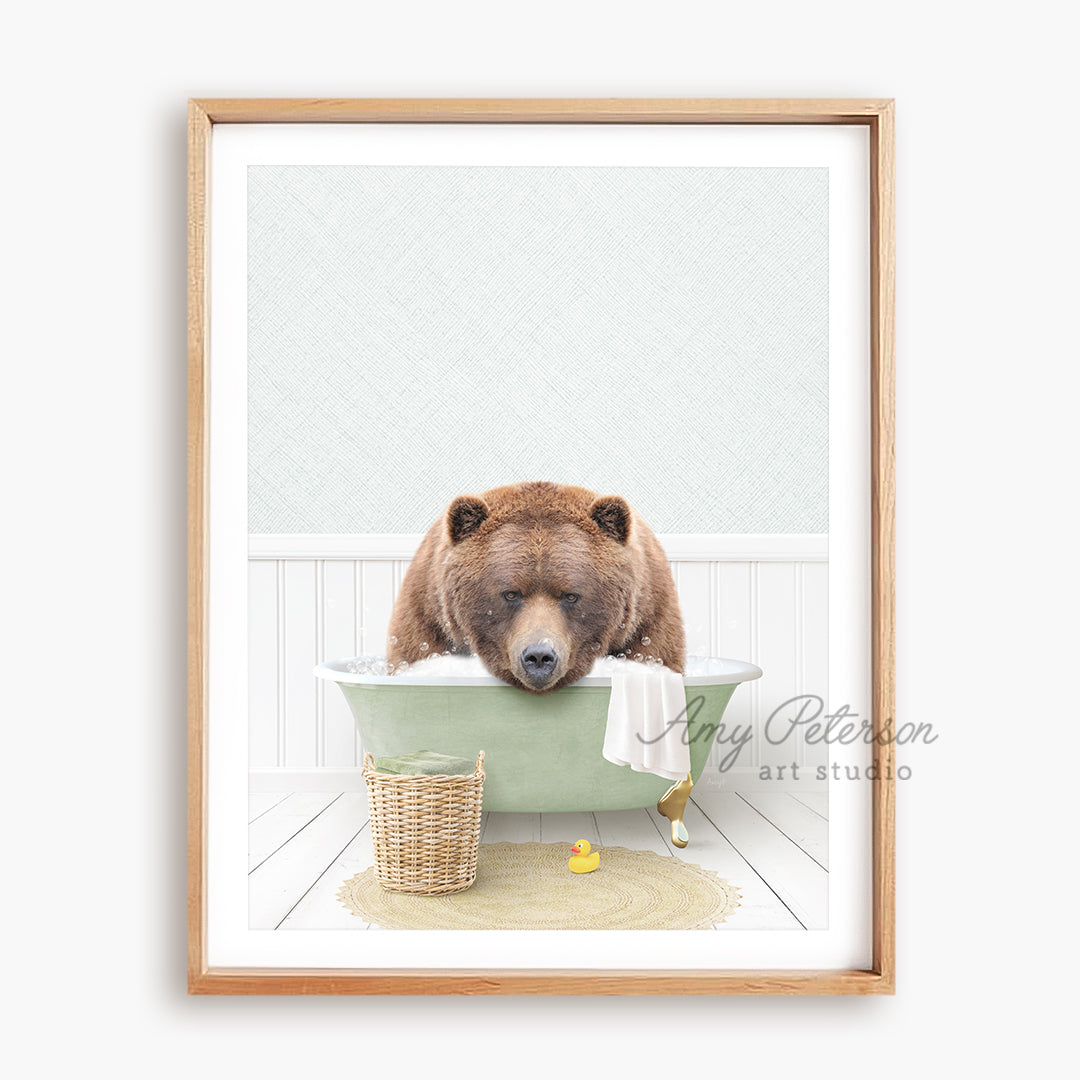 a picture of a bear taking a bath