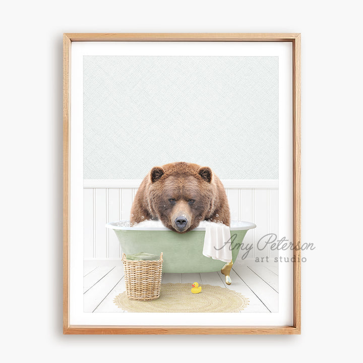 a picture of a bear taking a bath