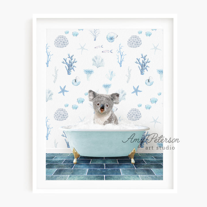 a picture of a koala in a bathtub