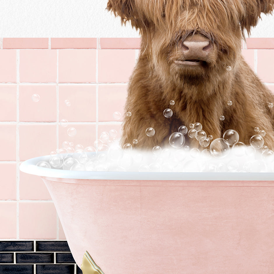 a brown dog sitting in a bathtub filled with bubbles