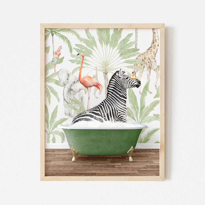 a picture of a zebra in a bathtub